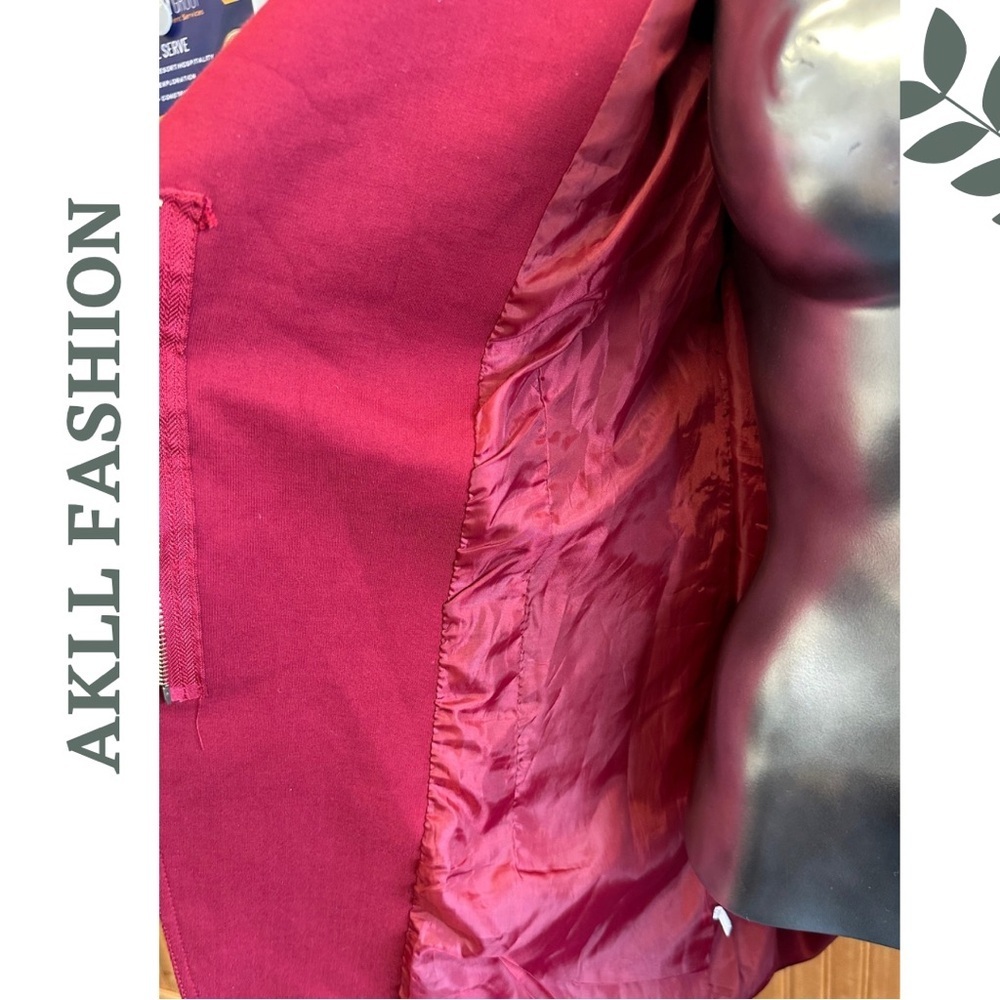 AKLL Fashion Red Moto Trench Jacket Large - Picture 8 of 10